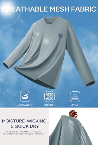 Image of Mens UPF 50+ Rash Guard Quick Dry Lightweight Summer UV Sun Protection Long Sleeve Swim Shirt (S-XXL)
