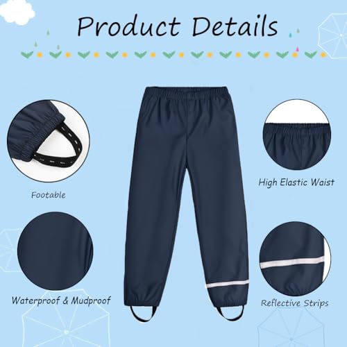 flintronic Unisex Kinder Matschhose Regenlatzhose, Wind-und wasserdichte Regenhose Regenbekleidung, M, 110-122cm
