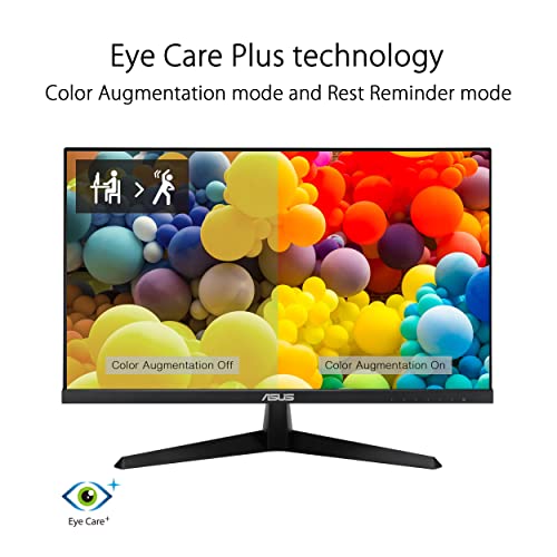 Asus VY249HE Gaming Monitor 23.8" Full HD (1920 x 1080), IPS, 75Hz, 1ms MPRT, FreeSync, Eye Care+, Color Augmentation, Rest Reminder, BacGuard, Low Blue Light, Flicker Free - Monitor - Immagine 5