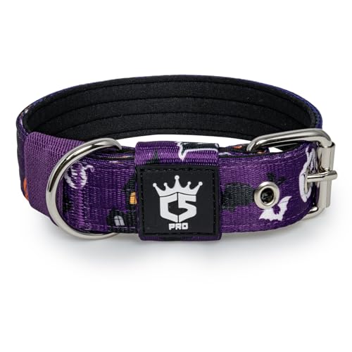 TSPRO Heavy Duty Tactical Dog Collar 1.25" Wide, Padded Dog Collar with Metal Buckle