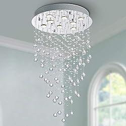 Lamparas Araña Modernas Amazon Bestier Cristal moderno Raindrop Araña Iluminación Montaje empotrado Lámpara de techo de techo Lámpara colgante para el comedor Cuarto de baño Dormitorio Sala Diámetro 50 cm Altura 86 cm