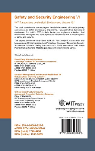 Safety and Security Engineering VI livre de référence pour les experts en gestion des risques - 3