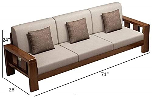 Image of Solid Sheesham Wood Sofa Set 5 Seater for Living Room | Wooden 5-Person Sofa Set for Home Office | 3+1+1 Sofa Sets for Living Room | Five Seater Sofa with Storage | Natural Finish