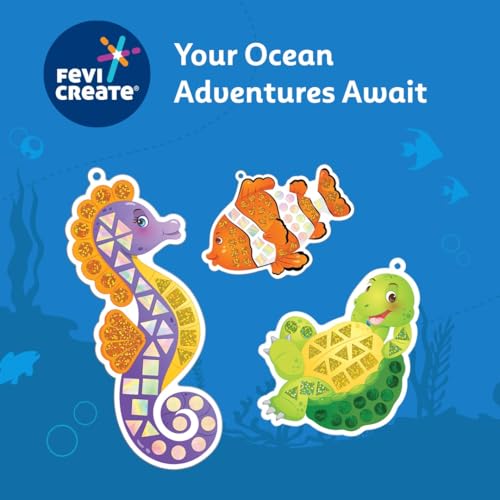 Image of Fevicreate Stick-n-Create Mirror Magic Ocean Adventures Kit | Multi-Coloured Sparkly Stickers | Ocean Creature Templates | Travel Friendly | Boosts Creativity | Screen-Free Play | Gifting | Ages 3 +