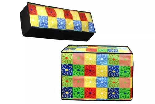 Image of Split AC Cover Set of Indoor and Outdoor Unit for 1.5 Ton Capacity Attractive Digital Prints /Dustproof /Water Resistant (Multi Floral Print)
