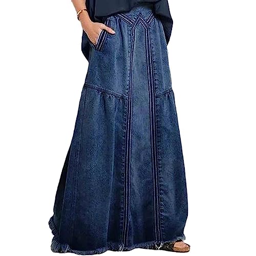 Jupe en jean élastique taille haute coupe trapèze confort absolu