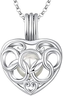 JO WISDOM Women Pearl Necklace,925 Sterling Silver Pendant Necklace with 3A Cubic Zirconia