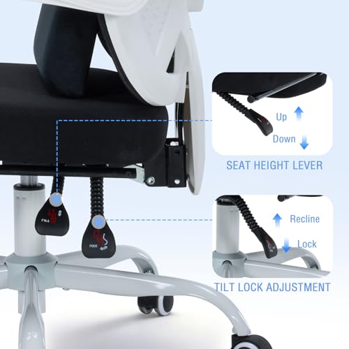 Image of Ergonomic Home Office Chair - Adjustable Lumbar Support & Height | Adjustable Lumbar Support & 3D Headrest,Rolling Work Swivel Computer Chair-400lbs Capacity