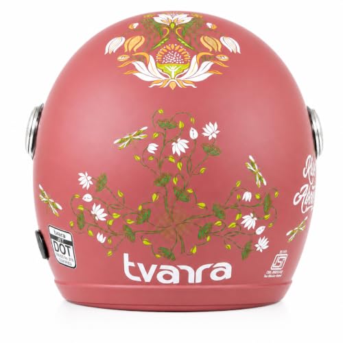 Image of TVARRA Lotus ISI & DOT(USA) Certified Women's Open Face Helmet Design Helmet, Lightweight Material, Crafted for Women, Extreme Comfort fit with Clear Visor
