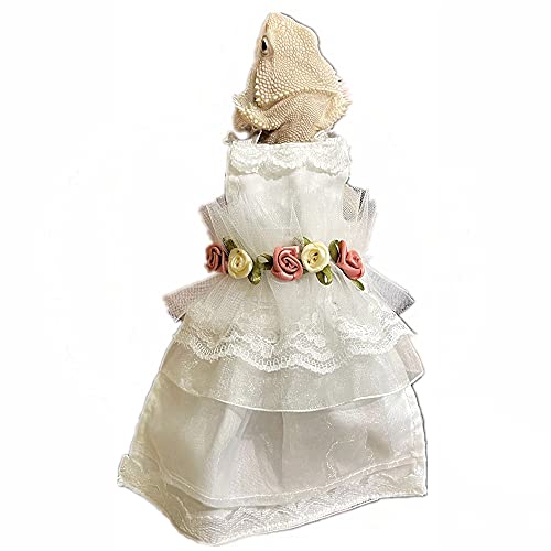 Eidechsen-Kleidung für Bartdrachen - Bartdrachen Kleid Haustier Hochzeitskleid Braut Outfit mit Spitze handgefertigte formelle Bekleidung für Reptilien Eidechse Bartdrachen Schopfgecko Chamäleon (L Cover