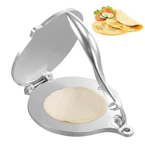 トルティーヤプレスメーカー | コーンケーキプレスマシン、dumplingレザーコンプレッサー、生地粉砕機、家庭用インドのパンケーキ製造機、アルミニウム合金メキシカンハムクラッシャーチャパティプレスメーカー | アルミ製耐熱皿ガジェット ベーキングツール、