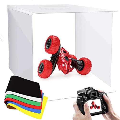 30cm Caja de Estudio Fotográfico Caja de Fotografia Portátil Plegable Photo Studio con Color y Brillo Ajustable 80 Luces LED y 6 Fondos de Colores (Negro Blanco Amarillo Azul Verde Rojo)