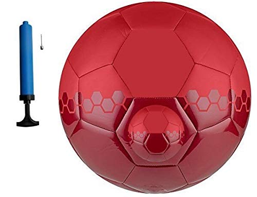 M ART Hands Stitched Football Size 5 (red)+Pump Combo