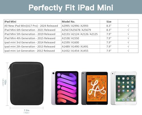 Image of TiMOVO 8-9 Inch Tablet Sleeve Case for All-New iPad mini 7 (A17 Pro, 2024), iPad mini 6 (8.3-Inch, 2021), iPad mini 5 /4 /3 /2 /1, Portable Protective Pouch Bag for iPad mini, Black
