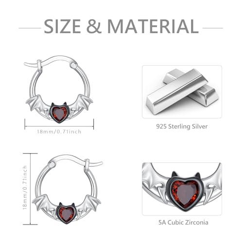 Pendientes góticos de plata 925 con calaveras de 18x18 mm 6