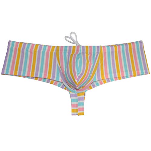 OROCOJUCO Men's Cheeky Brief High Cut Rear Swimwear Board Surf Short Skimpy Trunks Bulge Boxers Swimsuit4