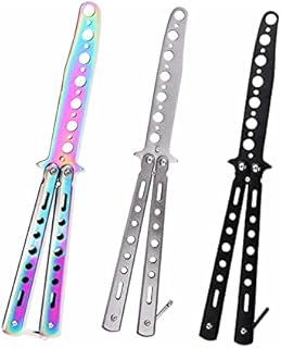 KALOPEZY 3 Pack Butterfly CSGO Game Equipment for Practice, Durable Stainless Steel Set of 3 Color