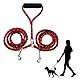 Tibapla Doppelleine für 2 Hunde, Verhedderungsfreie Hundeleine Verstärkung Doppelleine Hundeleine, mit Gepolsterten Griffen für Hunde Klein Mittlere und Große Lauftraining, 10mm*140cm (Red)