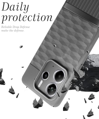 Image of WOW IMAGINE Back Cover for Redmi Note 14 SE 5G | Redmi Note 14 5G with Hexa Cube Design | Ultra Slim Soft | Inner Velvet Fabric | Matte Silicone Flexible Mobile Case | Camera Protection - Grey