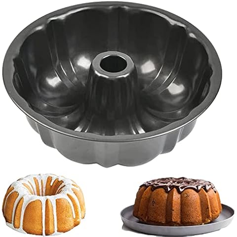 LANYOTA Ring Cake Tin, 24cm/9.6in Tin Round Cake Pan Tray, Non-Stick Baking Moulding Tin, Carbon Steel Cover