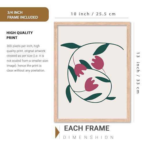 Image of kotart Boho Theme wall art for home decor, living room, bed room | Poster with frames wall hanging paintings | Boho digital wall art - (Pack of 6 Multicolor) (10x13 inch, H)