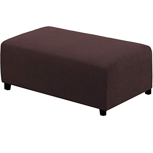 Image of H.VERSAILTEX Ottoman and Sofa Seat Cushion Combined Cover Slipcover Rectangle Sofa Slipcover Fit Length 56'-75' Suitable for L Shaped Seat Cushion Cover or Chaise Part Cover Stretch Thick - Chocolate