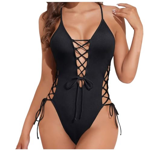Bikini deportivo para mujer con cuello en v y reductor de barriga ajustable