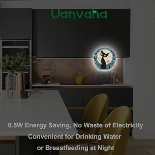 Image of Plug in Fantasy Funny Cat Night Light Full Moon Bats Black Cat Fun Animal Plug-in Nightlight Auto On /Off Dusk to Dawn for Bedroom Bathroom Staircase Home Decor, LEDLAMP3013