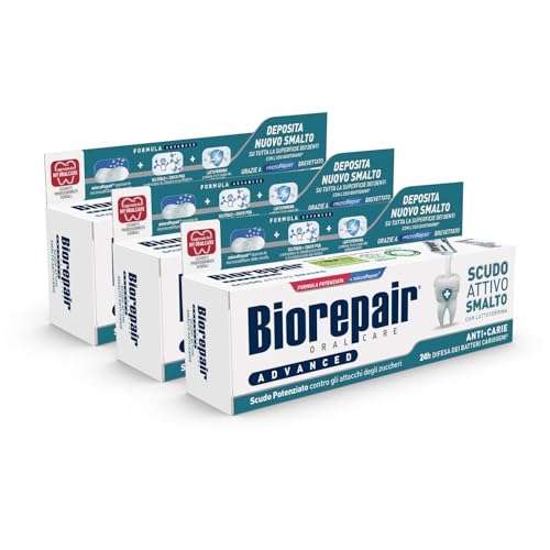Dentifrice Biorepair bouclier actif soin haut de gamme émail et carie 3x75ml