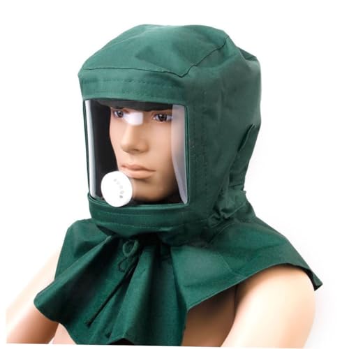 DOITOOL Windproof Sandblasting Hood Mask Green Sand Dust Protective Tool for Sandblaster Operators and Industrial Use
