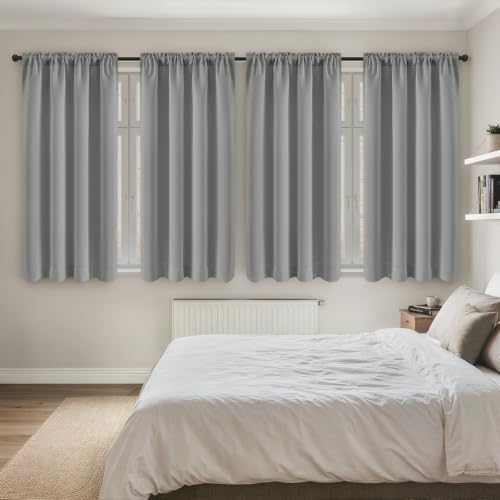 Image of MIULEE Light Grey Room Darkening Bedroom Curtains 72 Inch Length 4 Panels