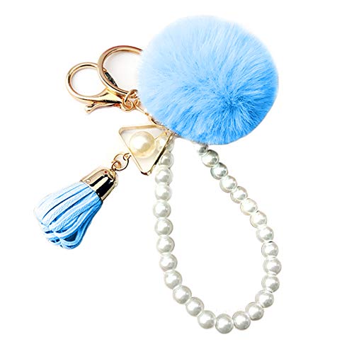 Preisvergleich Produktbild Tonpot Tassel Haarball Plüsch Schlüsselanhänger Auto Schlüsselanhänger Damen Tasche süße Dekoration Schlüsselanhänger für Männer Frauen, blau, 5cm*8cm