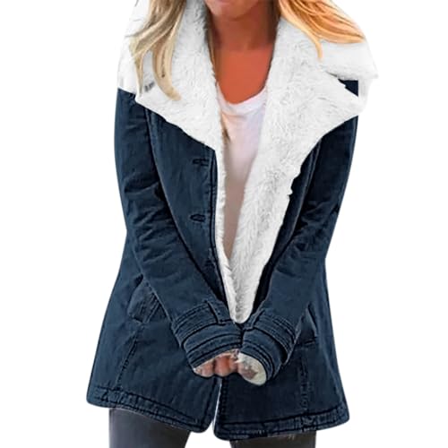 Cocila Abrigo Largo Vaquero Elegante para Mujer - Parka Invierno Chaqueta Vaquera Beige - Ofertas Black Friday 2024 y Flash Del Día Premium Hoy
