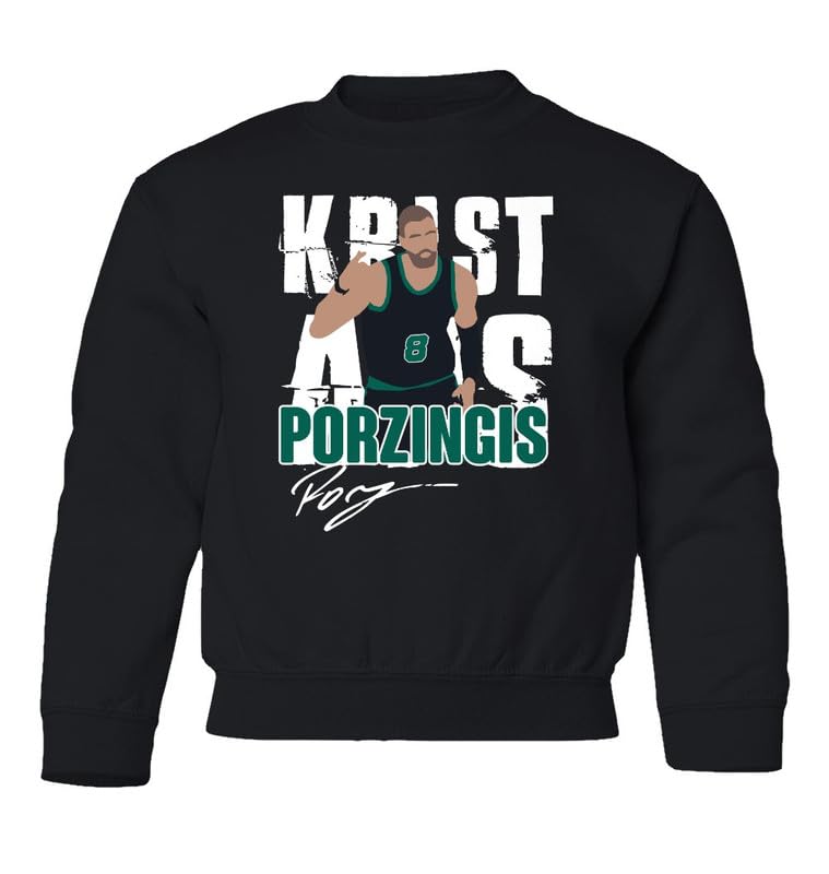 Boston Fans Basketball Star Player Porzingis Youth Crewneck Sweatshirt