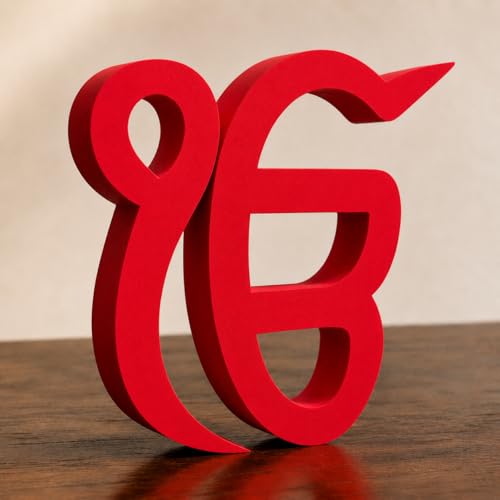 Image of Mad Masters Ik Onkar Spiritual Desk Decor - Aesthetic Table, Shelf & Wall Showpiece for Home, Mandir, Office, Business | Vastu Friendly Gifting, Crimson Red (15.2 x 15.2 x 2.5 cm)