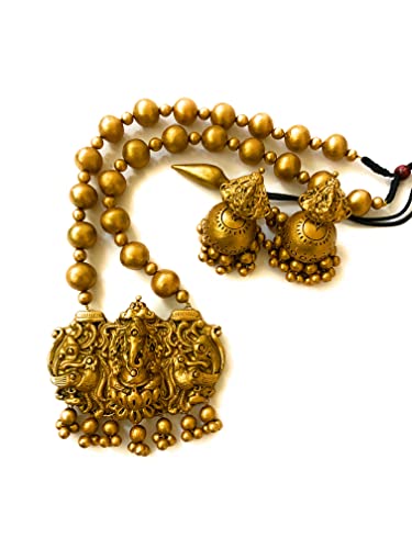 Sanaa's Terracotta Jewellery Women Ganesh Pendants Beads Set & Go...