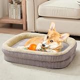 DEBANG HOME Orthopedic Dog Bed for Medium Dogs Breeds, High Density Egg Crate Foam Dog Sofa Beds,Oval Kennel Bed, Pet Couch Bed with Four Sided Bolster, Removable Washable Cover& Non-Slip Bottom