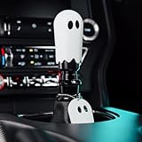 FirFiltr Universal Ghost Gear Shift Knob with 3 Threaded Adapters M8 M10 M12,Fits for Most Vehicles,Spooky Car Accessories Funny Gear Shifter Handle On Halloween (Ghost-White)