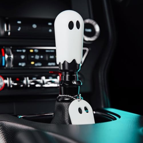 FirFiltr Universal Ghost Gear Shift Knob with 3 Threaded Adapters M8 M10 M12 Fits for Most Vehicles Spooky Car Accessories Funny Gear Shifter Handle On Halloween