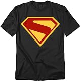 Popfunk Superman 2025 Logo Unisex Adult T Shirt, Black, Large