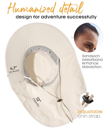 Camptrace Sun Hats for Women Men UPF 50+ UV Protection Wide Brim Hiking Fishing Hat with Neck Flap