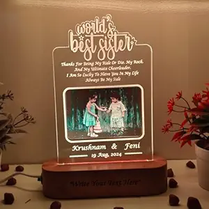 SHAYONA Acrylic World'S Best Sister Personalized 3D Illusion Led Photo Lamp Multicolor With Remote Control Gift For Sister On Rakshabandhan,Rakhi,Birthday,Sisters Day And Many Other Special Occasions