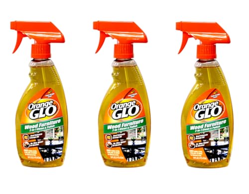 Orange Glo Wood Furniture 2-in-1 Clean & Polish Spray, Fresh Orange Scent, Real Valencia Orange Oil, 16 fl oz (Pack of 3)