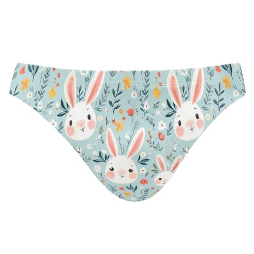 Men's Swim Briefs Happy Easter Cute Bunny Rabbit Swimsuit Beach Swimwear Bikini M B0405063