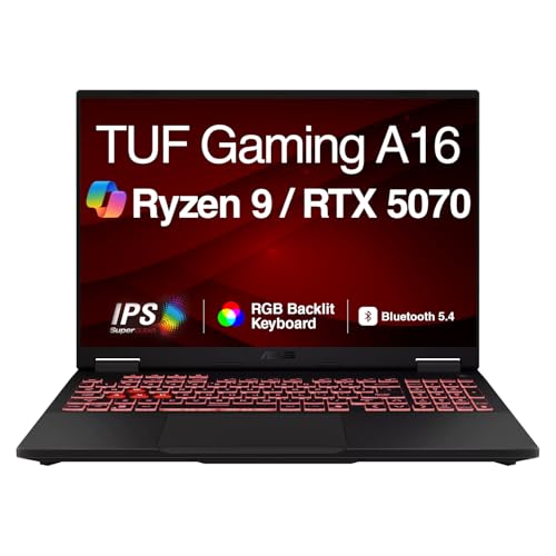 Image of ASUS TUF Gaming A16 AI Gaming Laptop 16.0 inch 165Hz IPS WUXGA Display (AMD Ryzen 9 270, GeForce RTX 5070 8GB, 64GB DDR5, 8TB PCIe SSD, RGB KB, WiFi 6E, Webcam, Win 11 Pro) w /DKZ USB Port Expander