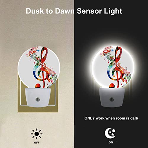 Image of EKOBLA Music Note Night Light, Colorful Musical Theme Night Lights Plug Into Wall with Dusk to Dawn Sensor for Home, Office and All Ages