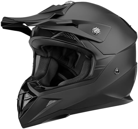 YEMA Adults Dirt Bike Helmets, Ventilated Motocross ATV Dirtbike Offroad BMX MX Helmets, DOT Approved Motorcycle Helmets for Four Wheeler UTV Unisex-Adult Men Women, YM-915, Black