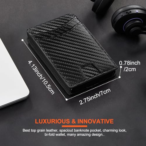 Minimalist Wallet for Men, Slim Compact Wallet with Money Clip & ID Window, RFID Blocking Smart Pop Up Card Wallet, Metal Aluminum Credit Card Holder Bifold Wallet3