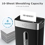 Bonsen 10-Sheet Cross Cut Paper Shredder for Home Office Heavy Duty | P-4, Portable Handle, 4 Gallons Bin, Paper and Credit Card Shredder, Black (S3201 New Version)