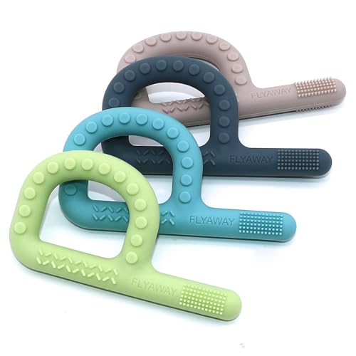 Sensory Toys for Kids Babies Toddlers 4 Pack, P Shape Baby Teething Toys for 3-6 6-12 Months Oral Motor Stimulation, Sensory Chew Toys for Autistic Children, Silicone Chewy Necklaces for Kids Adults - Image 4